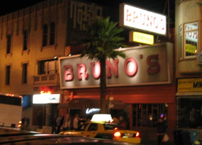Bruno's exterior at night